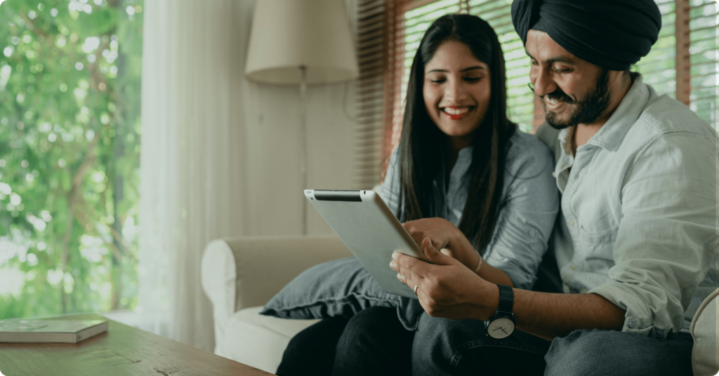 male and female renter reviewing credit score.